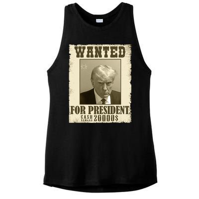 Donald Trump Mug Shot Wanted For Presidents Election Funny Ladies PosiCharge Tri-Blend Wicking Tank