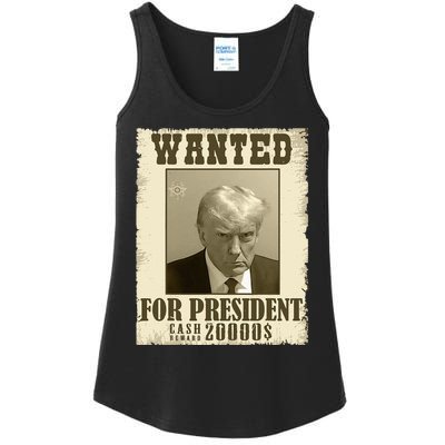 Donald Trump Mug Shot Wanted For Presidents Election Funny Ladies Essential Tank