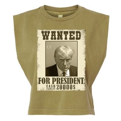 Donald Trump Mug Shot Wanted For Presidents Election Funny Garment-Dyed Women's Muscle Tee