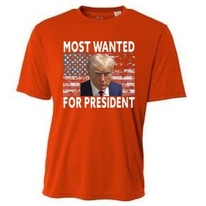 D.onald Trump Most Wanted For President 2024 Pro M.ugshot Cooling Performance Crew T-Shirt