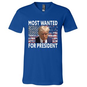 D.onald Trump Most Wanted For President 2024 Pro M.ugshot V-Neck T-Shirt