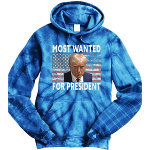 D.onald Trump Most Wanted For President 2024 Pro M.ugshot Tie Dye Hoodie