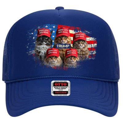 Donald Trump Make Cats Safe Again Red Hat 2024 Debate High Crown Mesh Back Trucker Hat