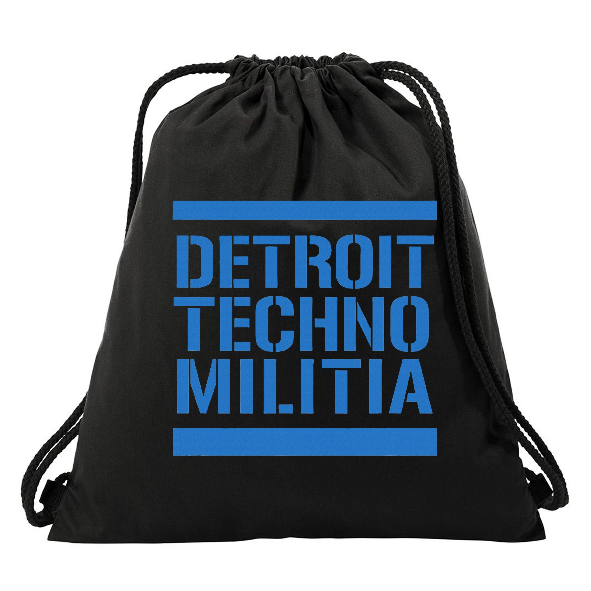 Detroit Techno Militia Blue Logo  Drawstring Bag