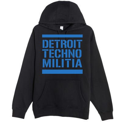 Detroit Techno Militia Blue Logo  Premium Pullover Hoodie