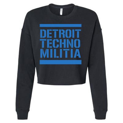 Detroit Techno Militia Blue Logo  Cropped Pullover Crew