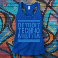 Detroit Techno Militia Blue Logo  Womens Tank Top