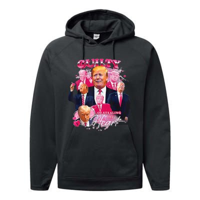 Donald Trump Mug Shot Guilty Of Stealing My Heart Performance Fleece Hoodie