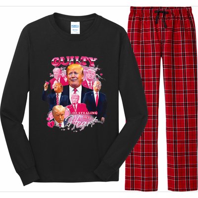 Donald Trump Mug Shot Guilty Of Stealing My Heart Long Sleeve Pajama Set