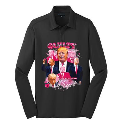 Donald Trump Mug Shot Guilty Of Stealing My Heart Silk Touch Performance Long Sleeve Polo