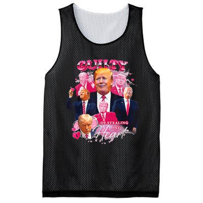 Donald Trump Mug Shot Guilty Of Stealing My Heart Mesh Reversible Basketball Jersey Tank