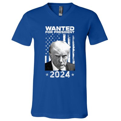 D.onald Trump Mug Shot Wanted For U.S. President 2024 V-Neck T-Shirt