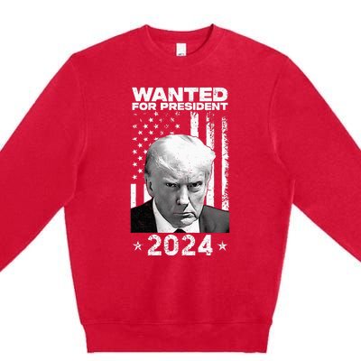 D.onald Trump Mug Shot Wanted For U.S. President 2024 Premium Crewneck Sweatshirt