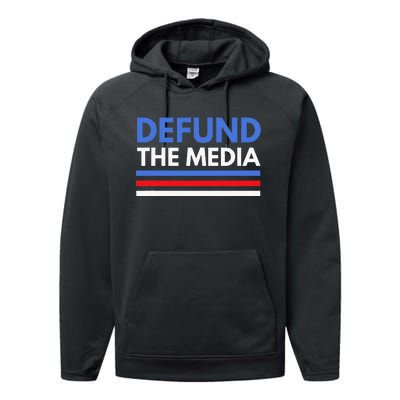 Defund The Media Funny Media Election Humor Performance Fleece Hoodie