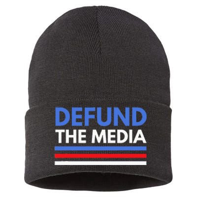 Defund The Media Funny Media Election Humor Sustainable Knit Beanie