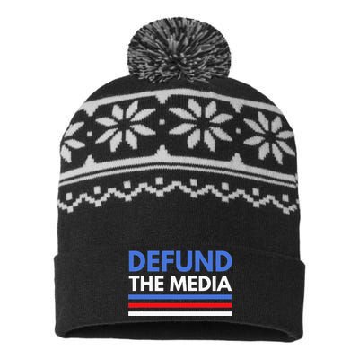 Defund The Media Funny Media Election Humor USA-Made Snowflake Beanie