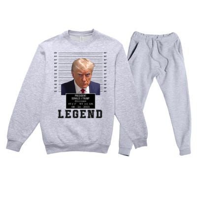 Donald Trump Mug Shot Donald Trump Legend Free Donald Trump Mugshot 2024 Premium Crewneck Sweatsuit Set