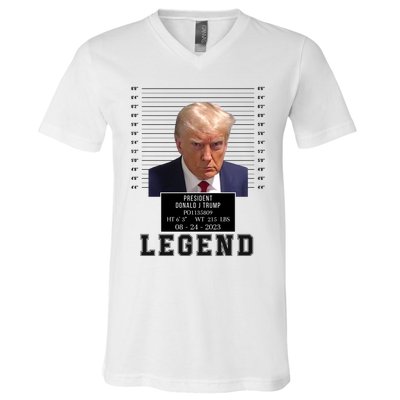 Donald Trump Mug Shot Donald Trump Legend Free Donald Trump Mugshot 2024 V-Neck T-Shirt