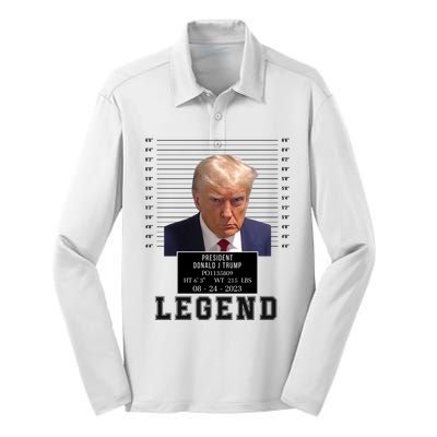 Donald Trump Mug Shot Donald Trump Legend Free Donald Trump Mugshot 2024 Silk Touch Performance Long Sleeve Polo