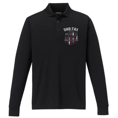 Dad Tax Making Sure Its Not  Usa Flag Performance Long Sleeve Polo