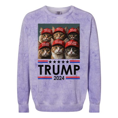 Donald Trump Make Cats Safe Again 2024 Debate Funny Colorblast Crewneck Sweatshirt