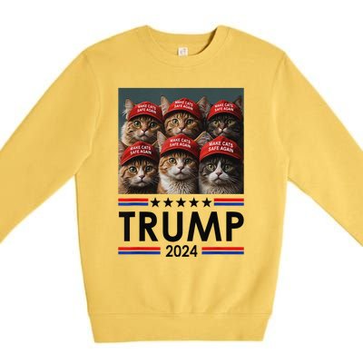 Donald Trump Make Cats Safe Again 2024 Debate Funny Premium Crewneck Sweatshirt