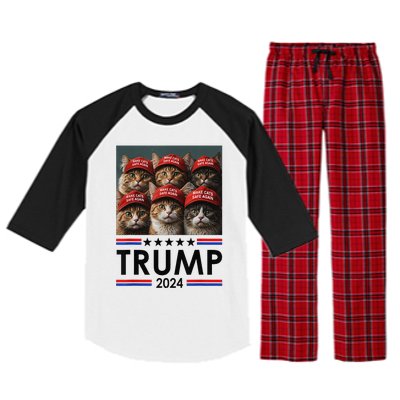 Donald Trump Make Cats Safe Again 2024 Debate Funny Raglan Sleeve Pajama Set