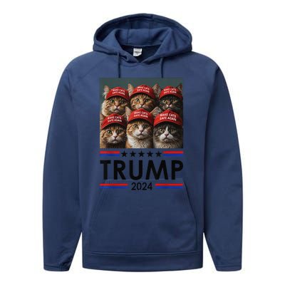 Donald Trump Make Cats Safe Again 2024 Debate Funny Performance Fleece Hoodie