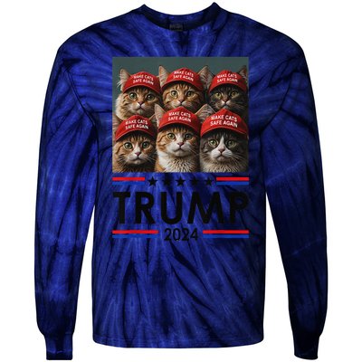 Donald Trump Make Cats Safe Again 2024 Debate Funny Tie-Dye Long Sleeve Shirt