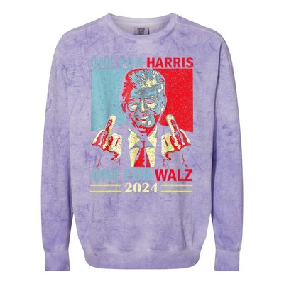 Donald Trump Middle Finger Harris Walz Usa Election Colorblast Crewneck Sweatshirt