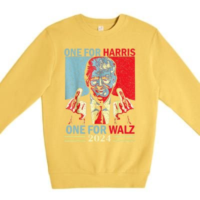 Donald Trump Middle Finger Harris Walz Usa Election Premium Crewneck Sweatshirt