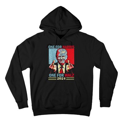 Donald Trump Middle Finger Harris Walz Usa Election Hoodie