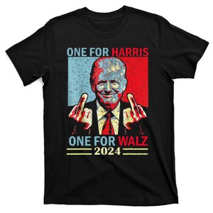 Donald Trump Middle Finger Harris Walz Usa Election T-Shirt