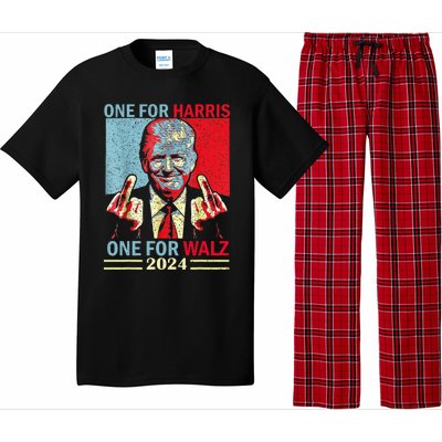 Donald Trump Middle Finger Harris Walz Usa Election Pajama Set