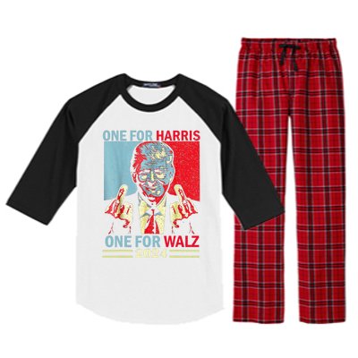 Donald Trump Middle Finger Harris Walz Usa Election Raglan Sleeve Pajama Set