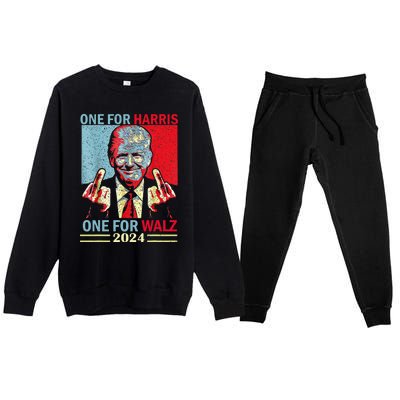 Donald Trump Middle Finger Harris Walz Usa Election Premium Crewneck Sweatsuit Set