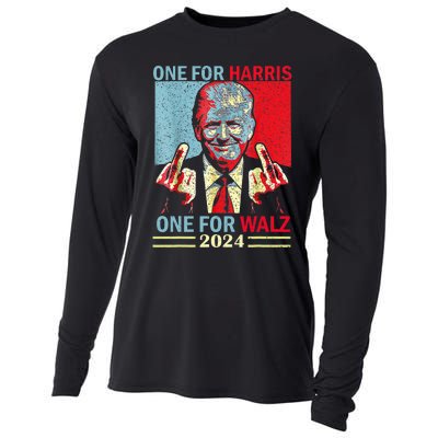 Donald Trump Middle Finger Harris Walz Usa Election Cooling Performance Long Sleeve Crew