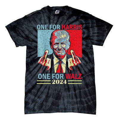 Donald Trump Middle Finger Harris Walz Usa Election Tie-Dye T-Shirt