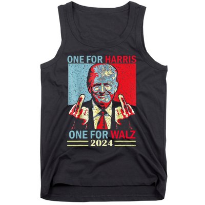 Donald Trump Middle Finger Harris Walz Usa Election Tank Top