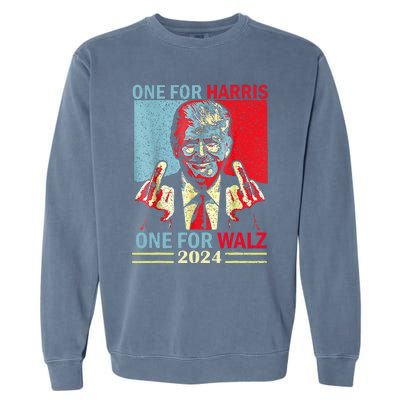 Donald Trump Middle Finger Harris Walz Usa Election Garment-Dyed Sweatshirt