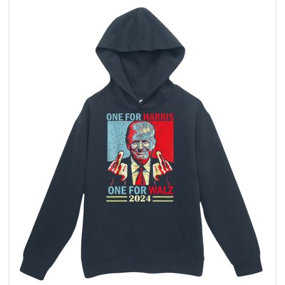 Donald Trump Middle Finger Harris Walz Usa Election Urban Pullover Hoodie