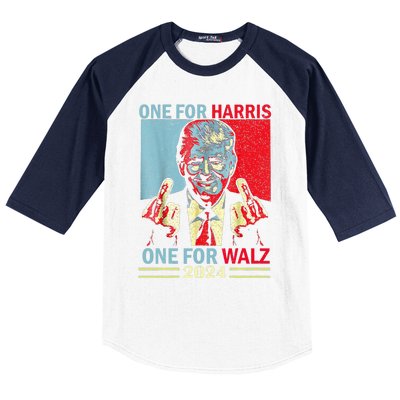 Donald Trump Middle Finger Harris Walz Usa Election Baseball Sleeve Shirt