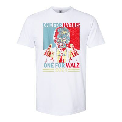 Donald Trump Middle Finger Harris Walz Usa Election Softstyle CVC T-Shirt