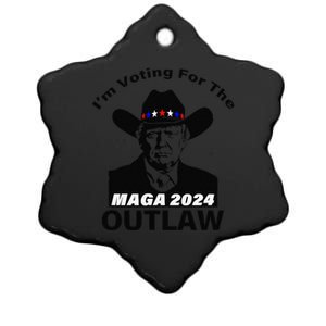 Donald Trump Maga IM Voting For The Outlaw 2024 President Ceramic Star Ornament