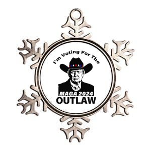 Donald Trump Maga IM Voting For The Outlaw 2024 President Metallic Star Ornament