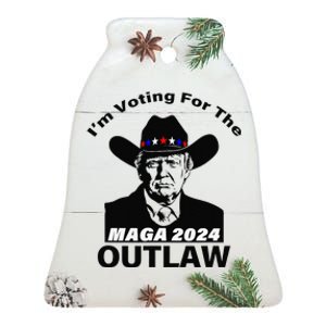 Donald Trump Maga IM Voting For The Outlaw 2024 President Ceramic Bell Ornament