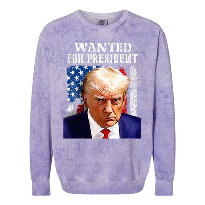 Donald Trump Mug Shot Wanted For U.S. President 2024 Colorblast Crewneck Sweatshirt