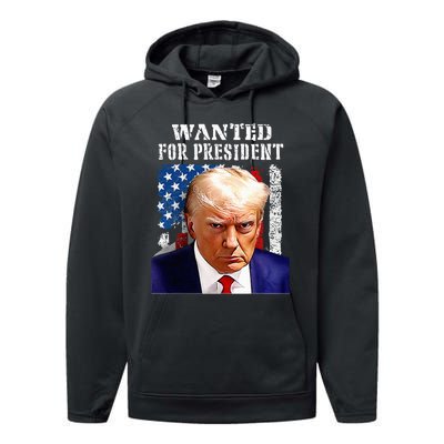 Donald Trump Mug Shot Wanted For U.S. President 2024 Performance Fleece Hoodie