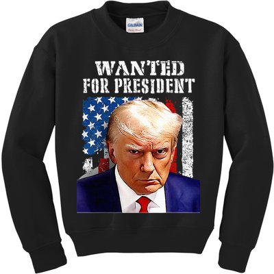 Donald Trump Mug Shot Wanted For U.S. President 2024 Kids Sweatshirt