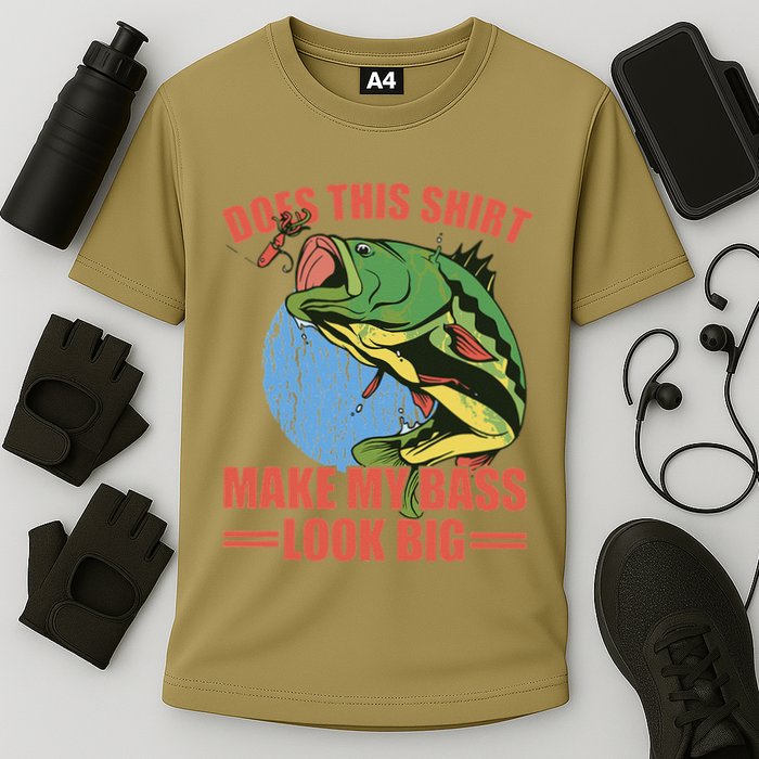 Does This Make My Bass Look Big Funny Fishing Cooling Performance Crew T-Shirt
